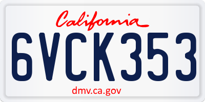 CA license plate 6VCK353