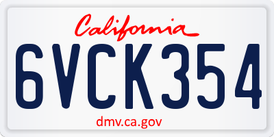 CA license plate 6VCK354