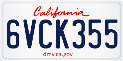 CA license plate 6VCK355