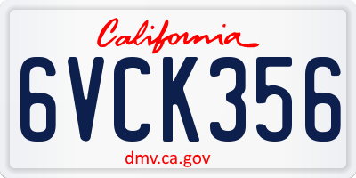 CA license plate 6VCK356