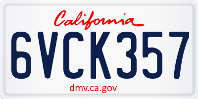 CA license plate 6VCK357