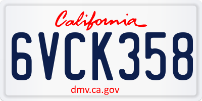 CA license plate 6VCK358