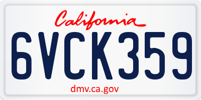 CA license plate 6VCK359