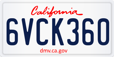 CA license plate 6VCK360
