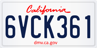 CA license plate 6VCK361