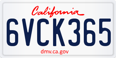 CA license plate 6VCK365