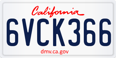 CA license plate 6VCK366