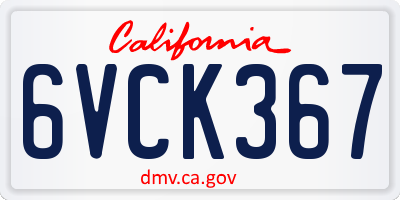 CA license plate 6VCK367