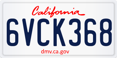 CA license plate 6VCK368
