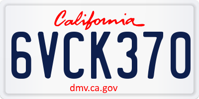 CA license plate 6VCK370