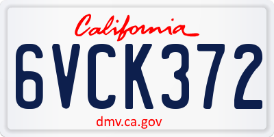 CA license plate 6VCK372