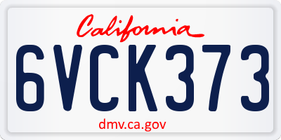 CA license plate 6VCK373