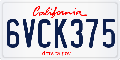 CA license plate 6VCK375