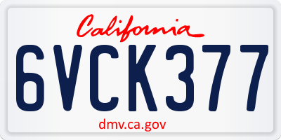CA license plate 6VCK377