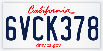 CA license plate 6VCK378