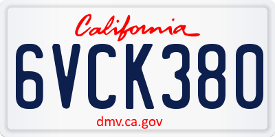 CA license plate 6VCK380
