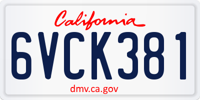 CA license plate 6VCK381