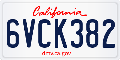 CA license plate 6VCK382