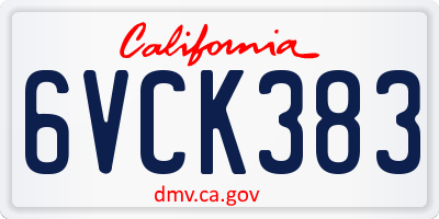 CA license plate 6VCK383