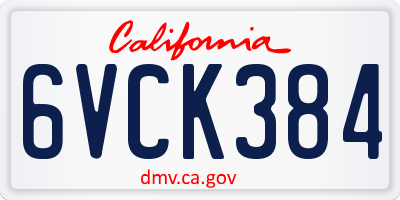 CA license plate 6VCK384