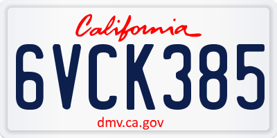 CA license plate 6VCK385