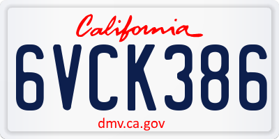 CA license plate 6VCK386