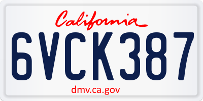 CA license plate 6VCK387