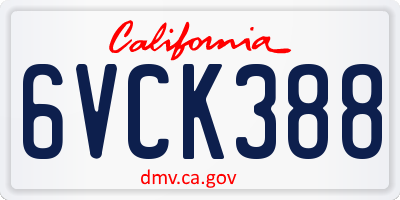 CA license plate 6VCK388