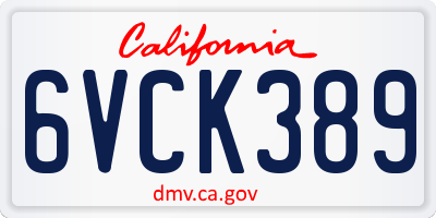 CA license plate 6VCK389