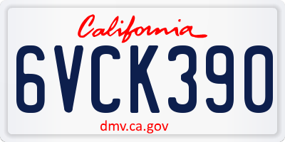 CA license plate 6VCK390