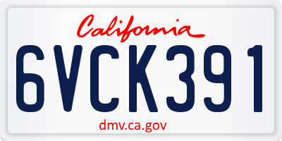CA license plate 6VCK391