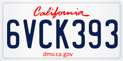 CA license plate 6VCK393
