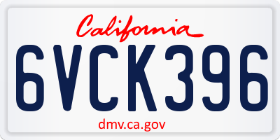 CA license plate 6VCK396