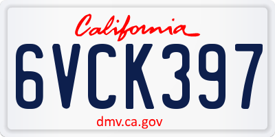 CA license plate 6VCK397