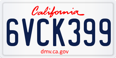 CA license plate 6VCK399