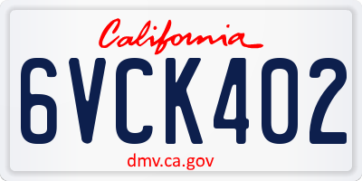 CA license plate 6VCK402