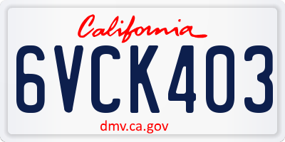 CA license plate 6VCK403