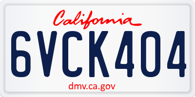 CA license plate 6VCK404