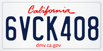 CA license plate 6VCK408