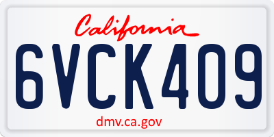 CA license plate 6VCK409