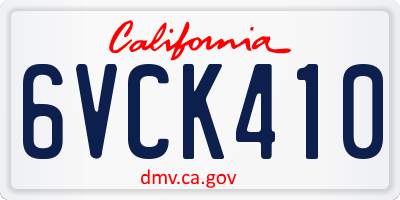 CA license plate 6VCK410