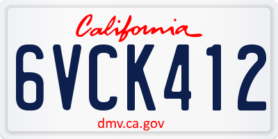 CA license plate 6VCK412