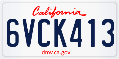CA license plate 6VCK413