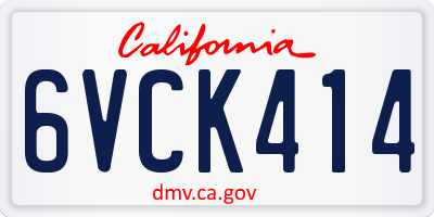 CA license plate 6VCK414