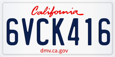 CA license plate 6VCK416
