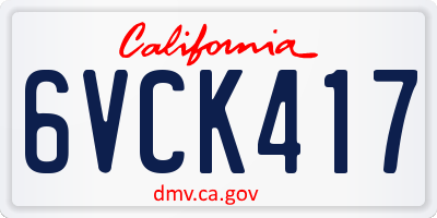 CA license plate 6VCK417