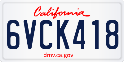 CA license plate 6VCK418
