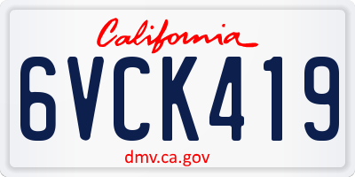 CA license plate 6VCK419
