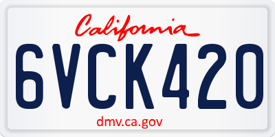 CA license plate 6VCK420