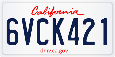 CA license plate 6VCK421
